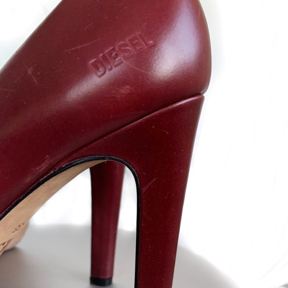 Burgundy Platform Diesel High Heels - Picture 4 of 5